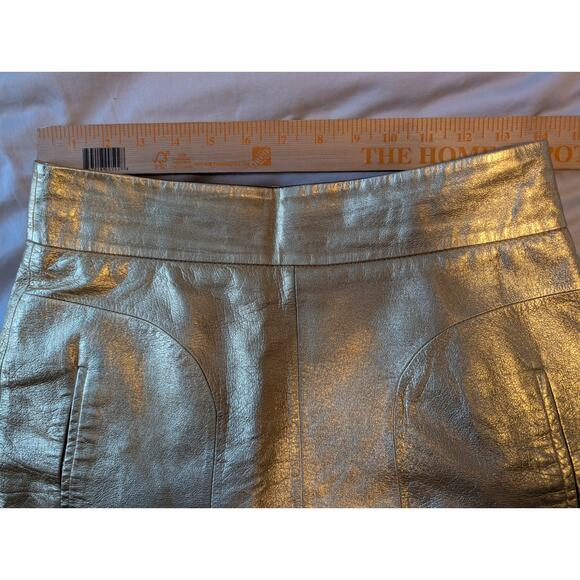 Zara Woman Gold Foil Mini Skirt with Pockets - Size Small - Picture 6 of 9
